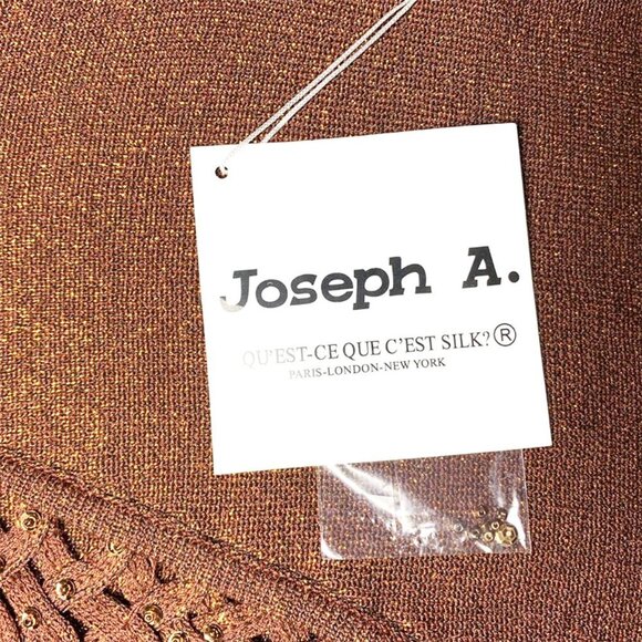 VINTAGE JOSEPH A. Deadstock Y2K Copper Metallic Lattice Front Holiday Sweater - Picture 5 of 5